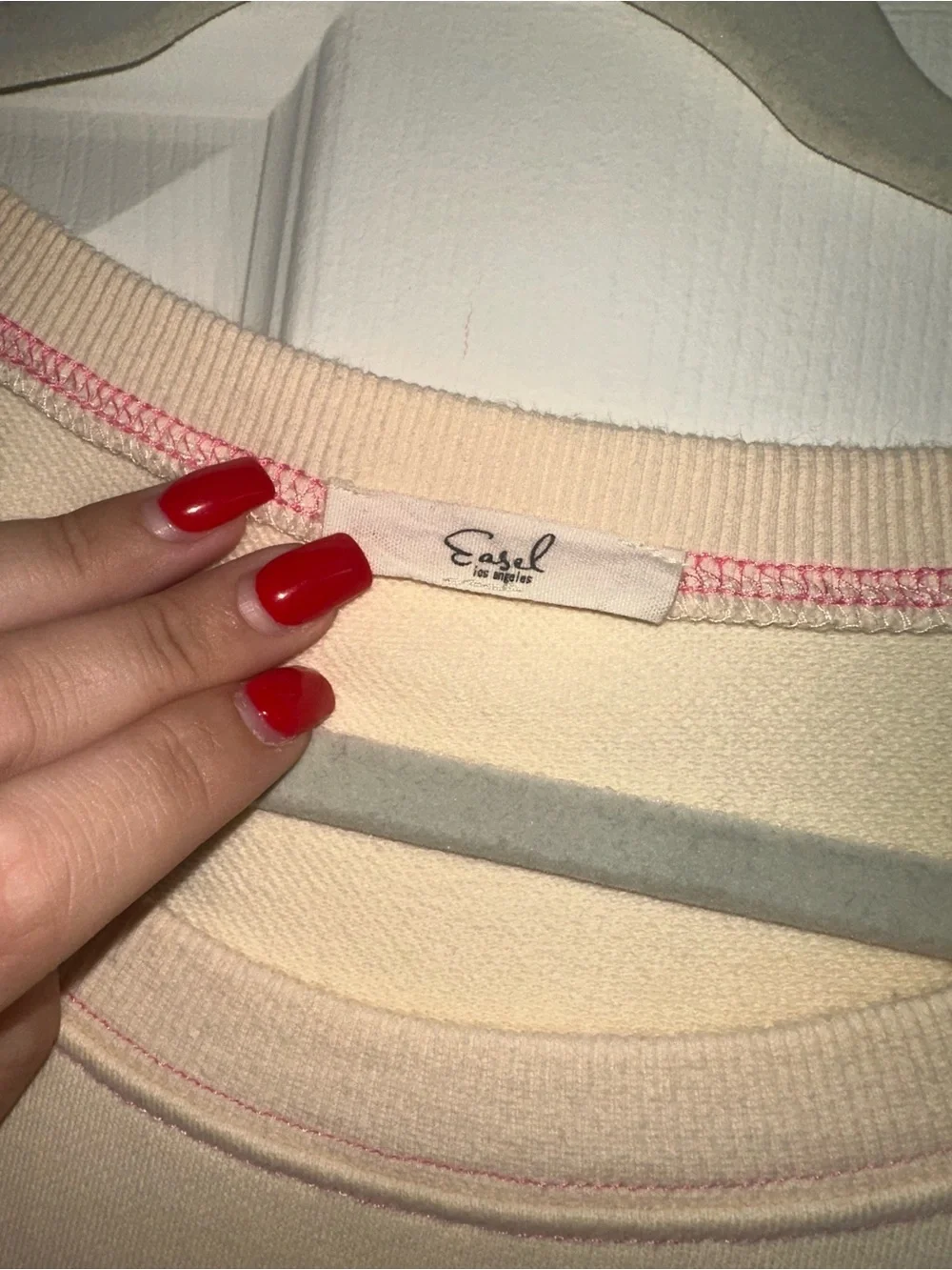 Easel Washed LOVE Patch Terry Knit Pullover- SIZE L